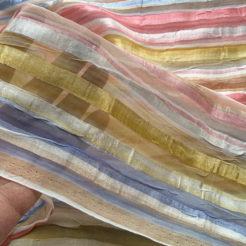 Vintage Crinkle Stripe Fabric – 3 Yards x 54” – Pastel Sheer Plissé – Silk Look - Picture 11 of 15